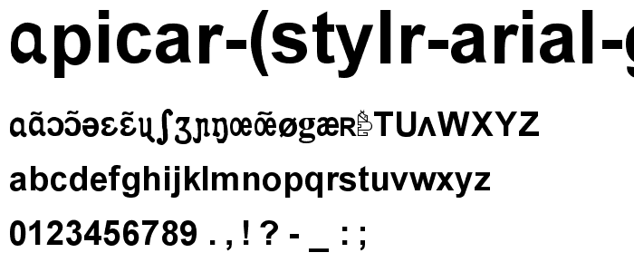 Apicar (stylr Arial gras) font