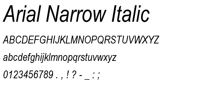 Arial Narrow Italic font
