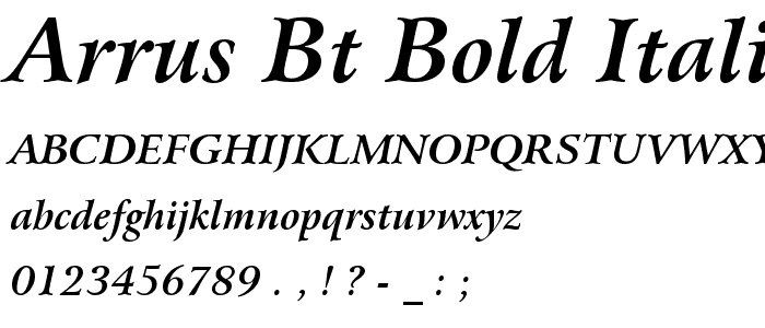 Arrus BT Bold Italic font