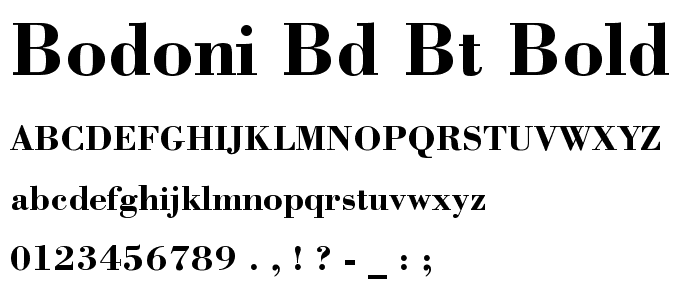 Bodoni Bd BT Bold font