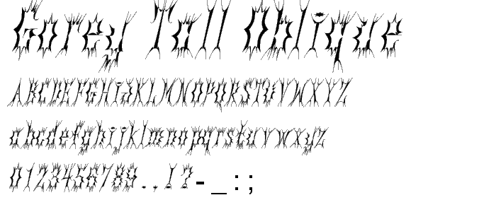 Gorey Tall Oblique font
