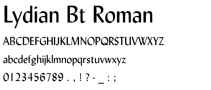 Lydian BT Roman font